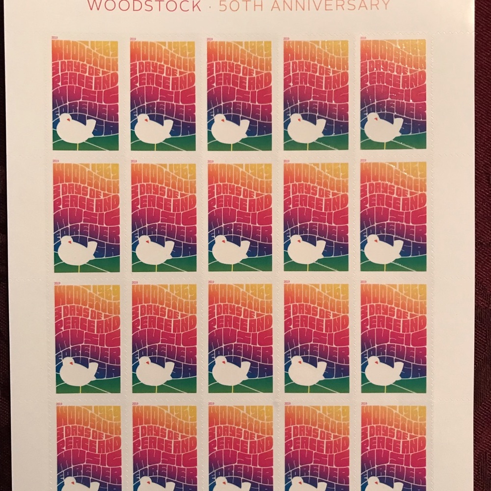 Woodstock 50th Anniversary stamps full sheet
